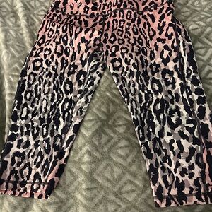 Zella Pink and Black Leopard Print Leggings